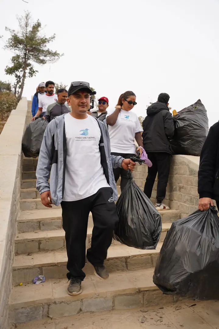 TrekMeNepal's CSR Initiative of cleaning Champadevi
